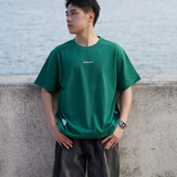 Gugoogu Contrast Stitch Minimalist Logo Slim Fit T-Shirt | Forest Green | Hong Kong Original Design
