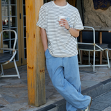 Gugoogu Striped Peeking Bird Logo Slim Fit T-Shirt | Black & White | Hong Kong Original Design