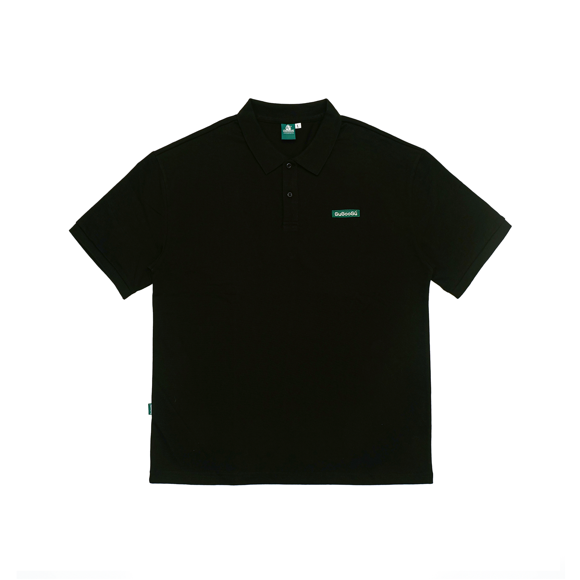 Gugoogu Classic Logo Pure Cotton Slightly Loose Polo Shirt | Black | Hong Kong Original Design