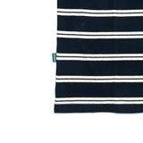 Gugoogu Striped Classic Box Logo Slightly Loose T-Shirt | Navy Blue | Hong Kong Original Design