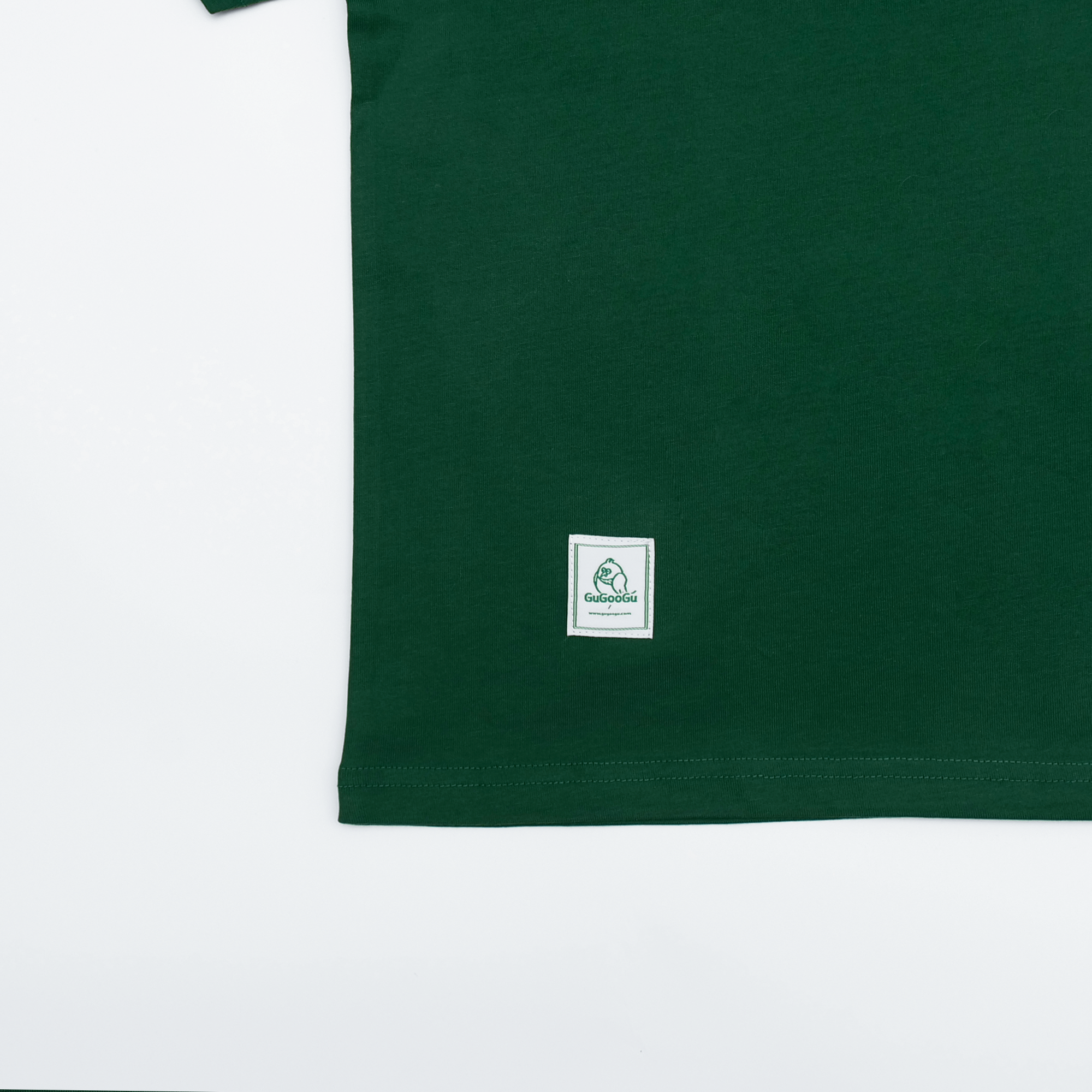 Gugoogu Contrast Stitch Minimalist Logo Slim Fit T-Shirt | Forest Green | Hong Kong Original Design