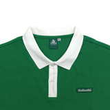 Gugoogu Retro Color-Blocked Cotton Slightly Loose Polo Shirt | Forest Green | Hong Kong Original Design