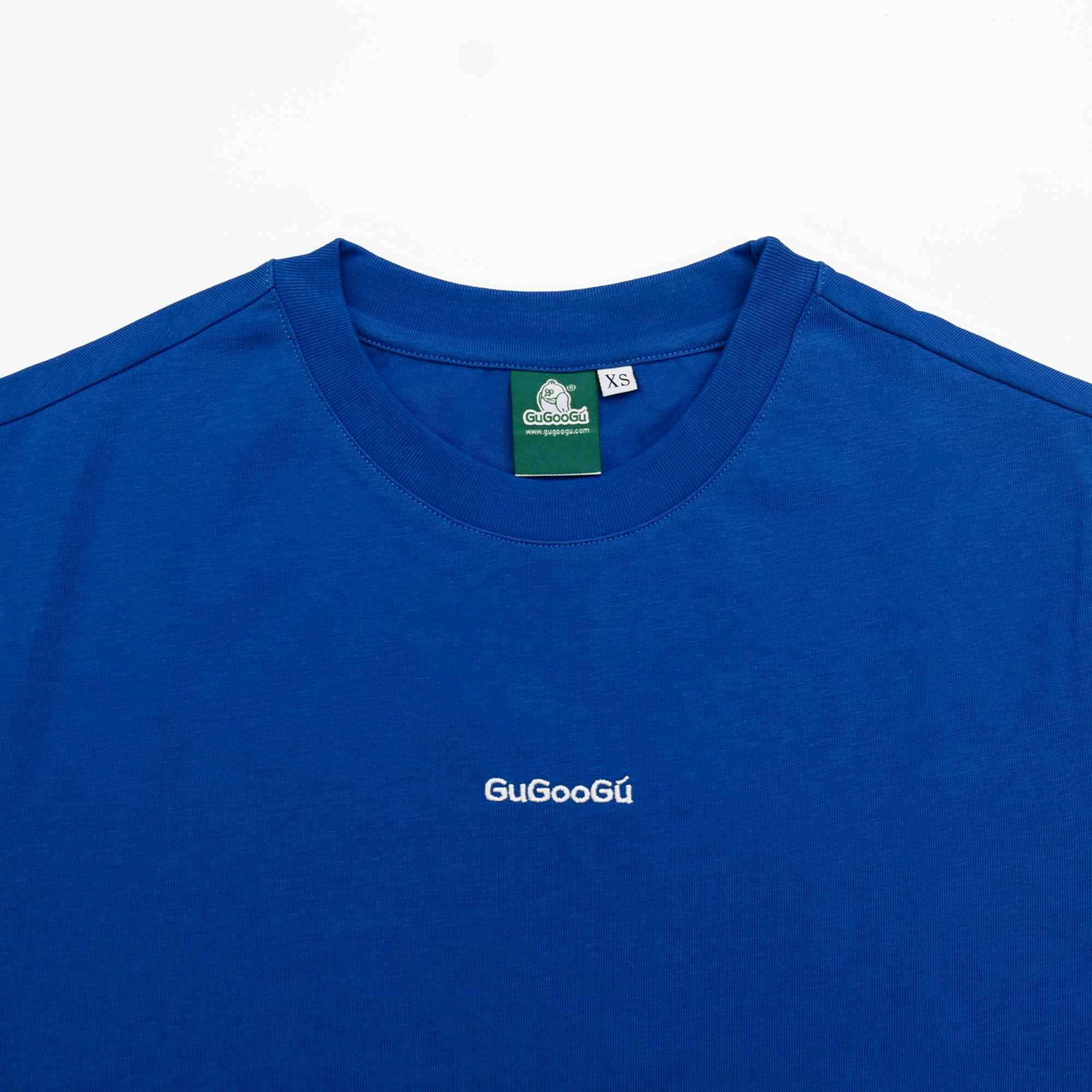 Gugoogu Contrast Stitch Minimalist Logo Slim Fit T-Shirt | Blue | Hong Kong Original Design