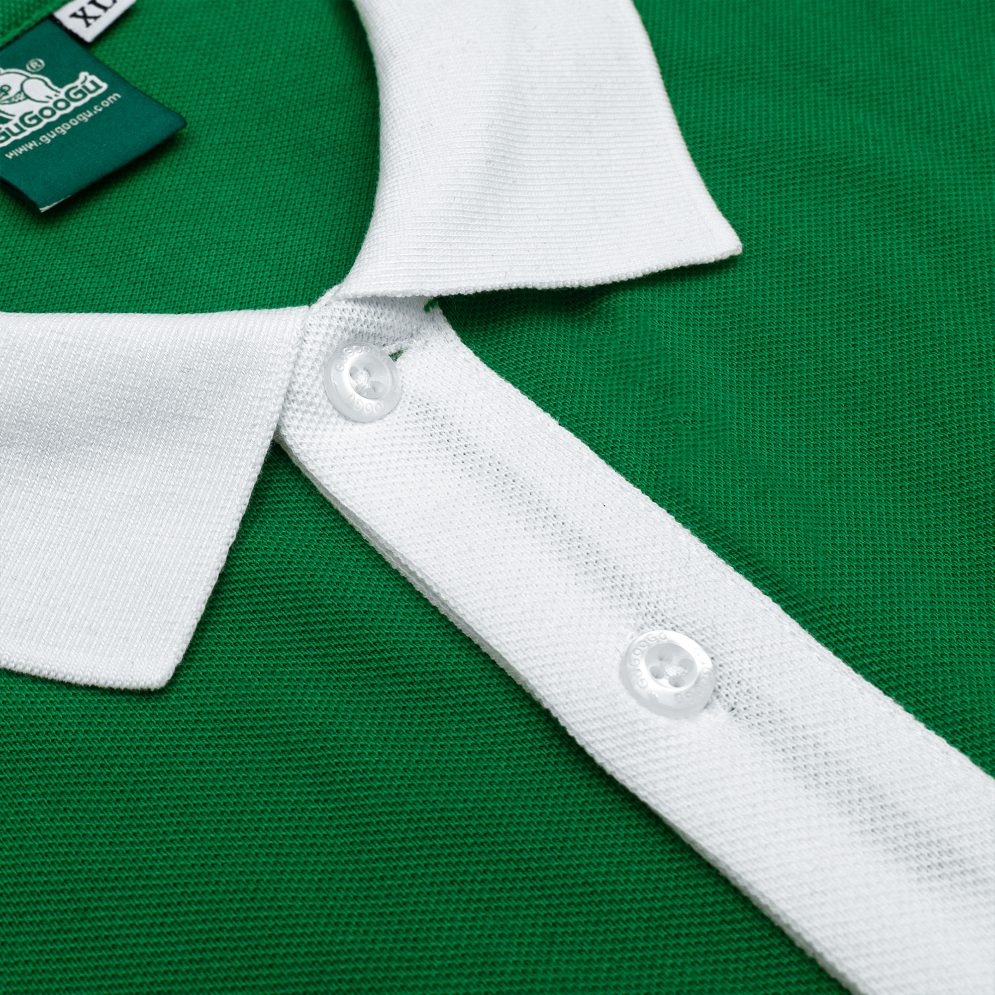 Gugoogu Retro Color-Blocked Cotton Slightly Loose Polo Shirt | Forest Green | Hong Kong Original Design