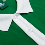 Gugoogu Retro Color-Blocked Cotton Slightly Loose Polo Shirt | Forest Green | Hong Kong Original Design