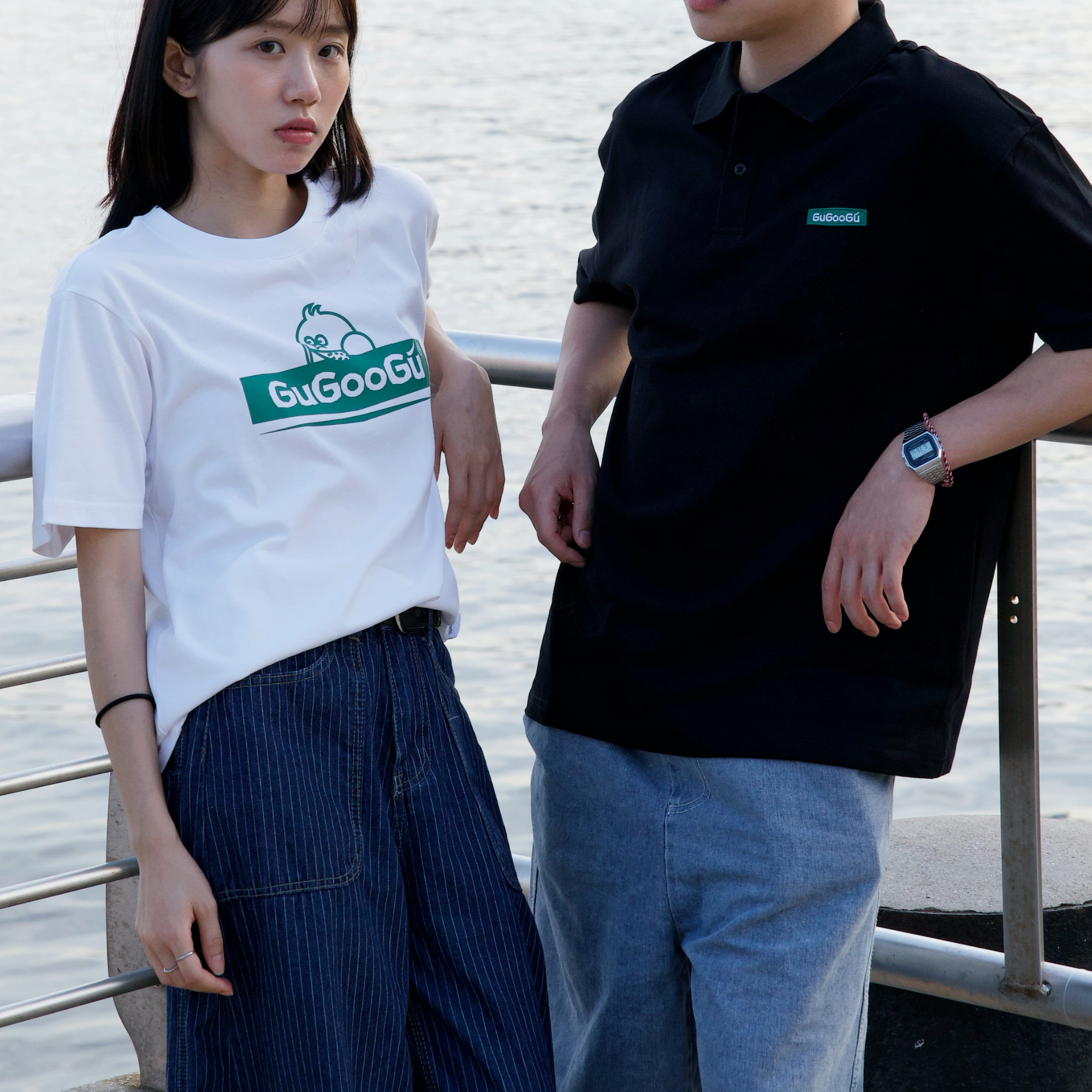 Gugoogu Classic Logo Pure Cotton Slightly Loose Polo Shirt | Black | Hong Kong Original Design