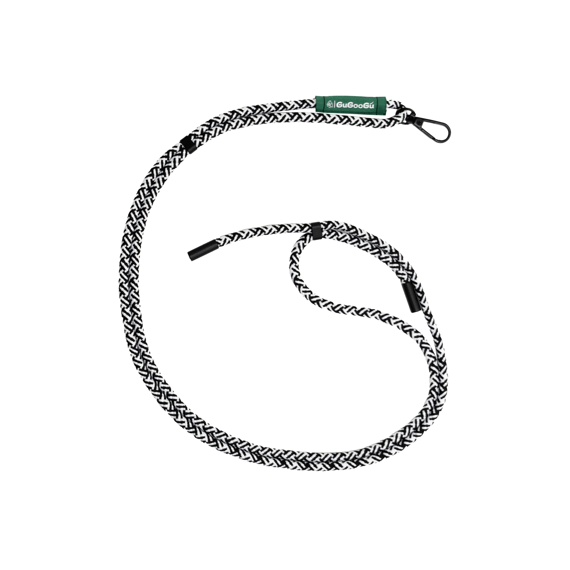 這是GUGOOGU的白黑拼色的手機繩。