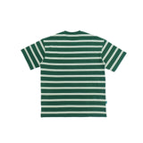 Gugoogu Striped Classic Box Logo Slightly Loose T-Shirt | Forest Green | Hong Kong Original Design
