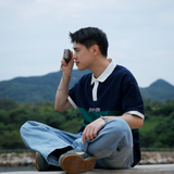 Gugoogu Classic Logo Pure Cotton Slightly Loose Polo Shirt | Forest Green | Hong Kong Original Design