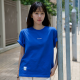 Gugoogu Contrast Stitch Minimalist Logo Slim Fit T-Shirt | Blue | Hong Kong Original Design