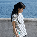 Gugoogu Striped Peeking Bird Logo Slim Fit T-Shirt | Black & White | Hong Kong Original Design