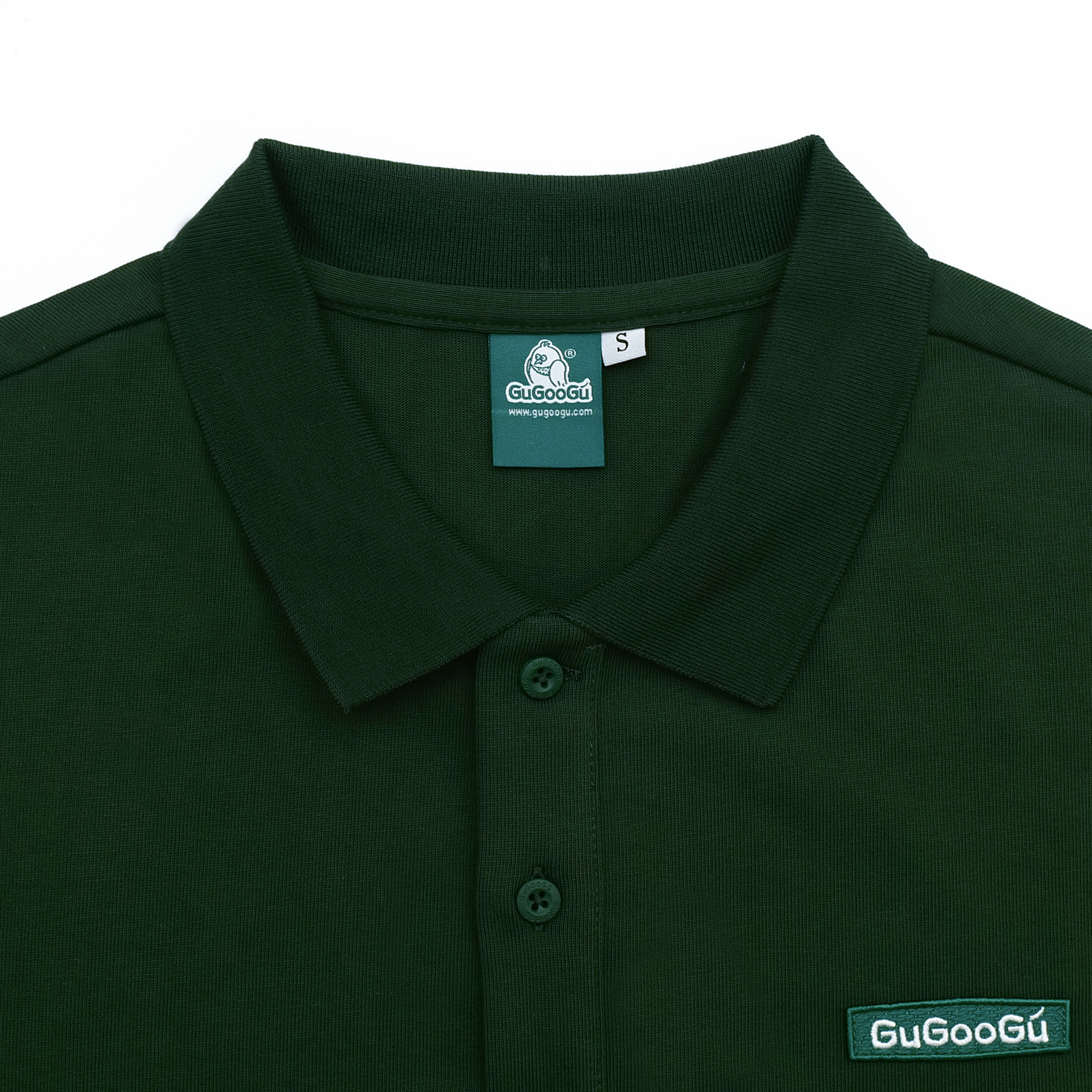 Gugoogu Classic Logo Pure Cotton Slightly Loose Polo Shirt | Green | Hong Kong Original Design