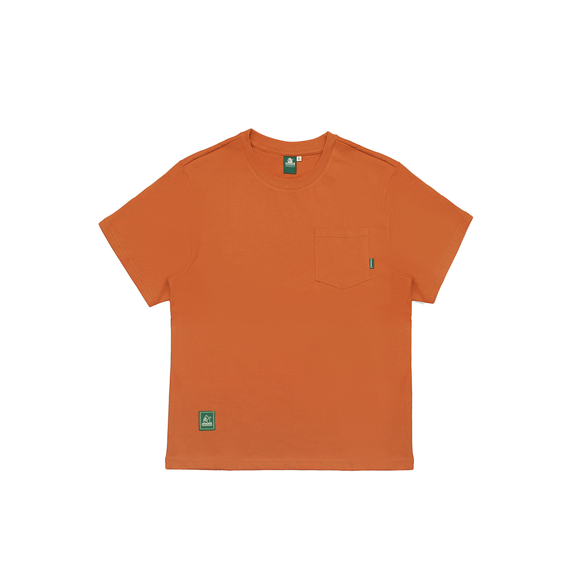 Gugoogu Contrast Stitch Cursive Logo Pocket Slim Fit T-Shirt | Orange | Hong Kong Original Design