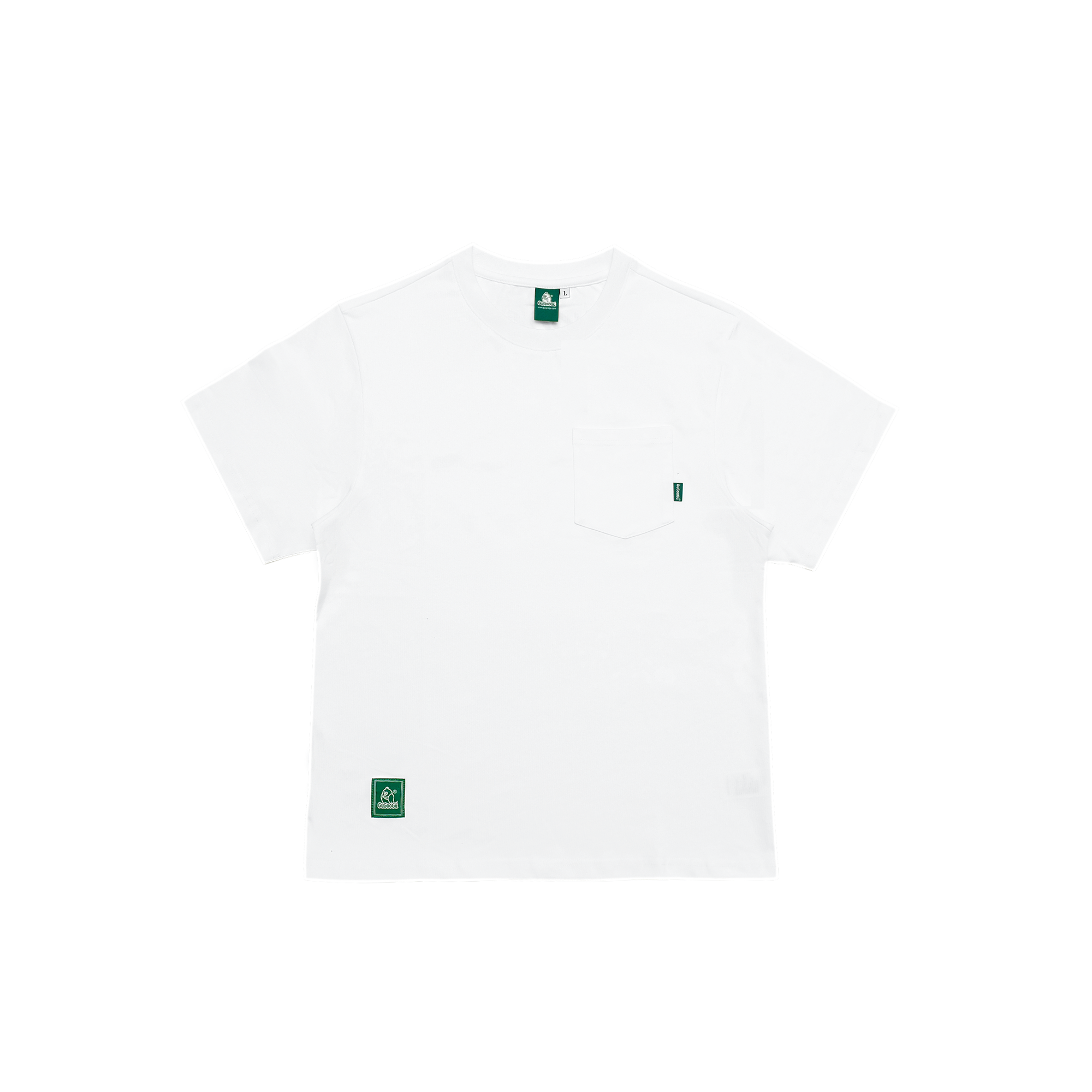 Gugoogu Contrast Stitch Cursive Logo Pocket Slim Fit T-Shirt | White | Hong Kong Original Design